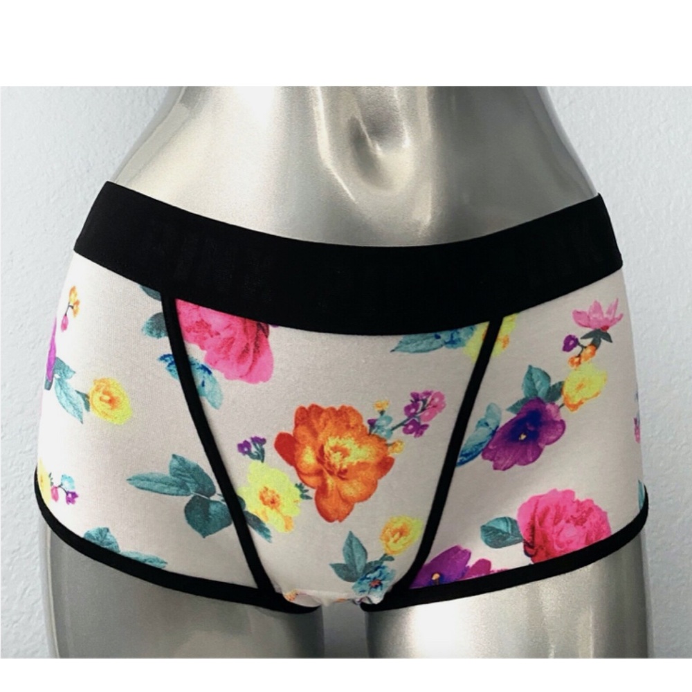 PINK Victorias Secret Nwt White Floral Cotton Blend Boyshort Shortie Panty S